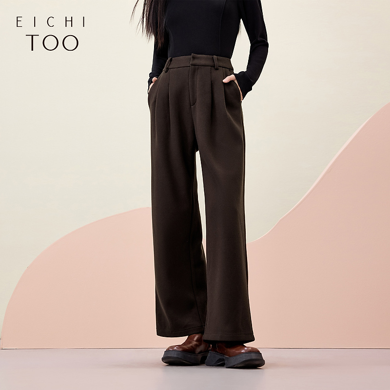 爱居兔美拉德风阔腿裤女冬季新宽松舒适时尚休闲裤EKKTJ4P009A