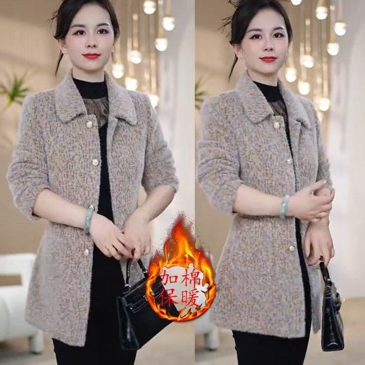 毛呢外套女中长款2025年秋冬新款高端洋气中年妈妈加厚呢子大衣