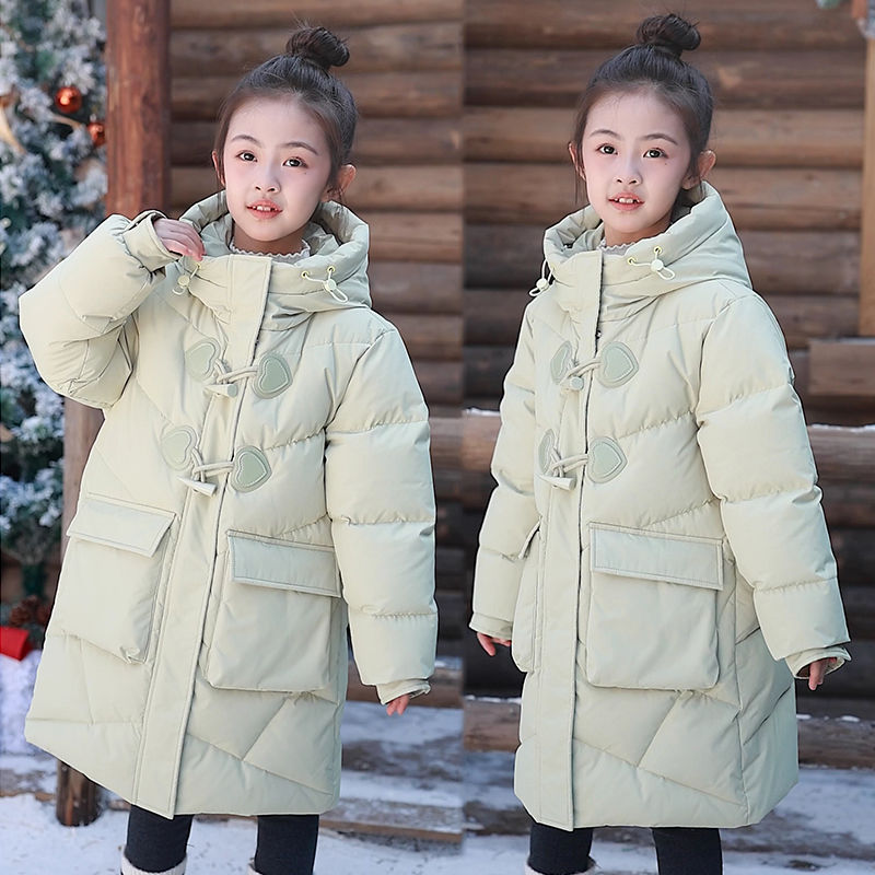 童泰【断码】女童羽绒服2025新款中大童中长款洋气公主加厚白鸭绒冬