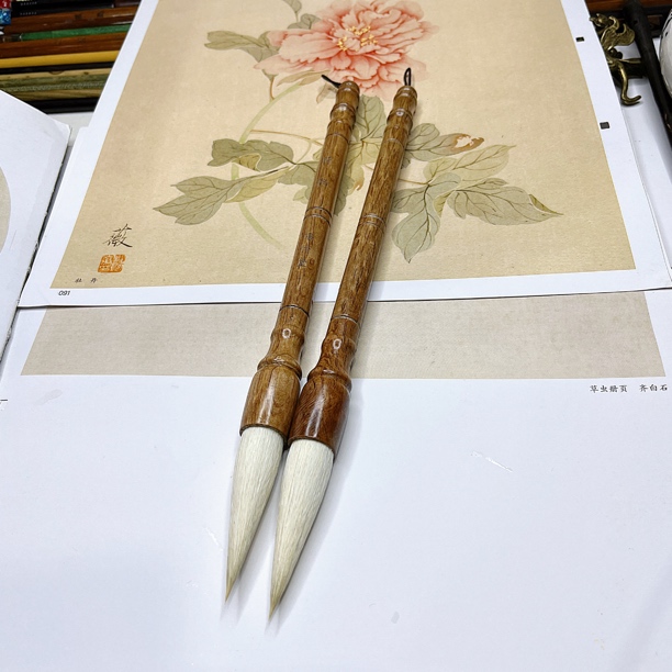 【荷韵】实木杆羊毫斗笔书法对联毛笔国画牡丹写意隶书篆书行书草书