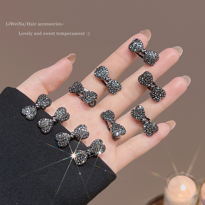 高级感满钻蝴蝶结小发夹女侧边刘海夹气质发卡头饰迷你鸭嘴夹子夏