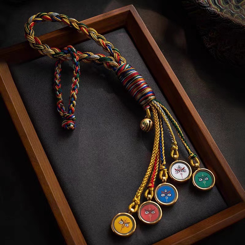 藏式唐卡diy五路财神汽车挂件车内吊坠新款