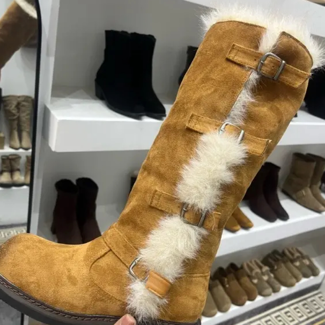 加厚绒时尚百搭保暖雪地靴女冬季新款气质长筒靴毛毛棉鞋