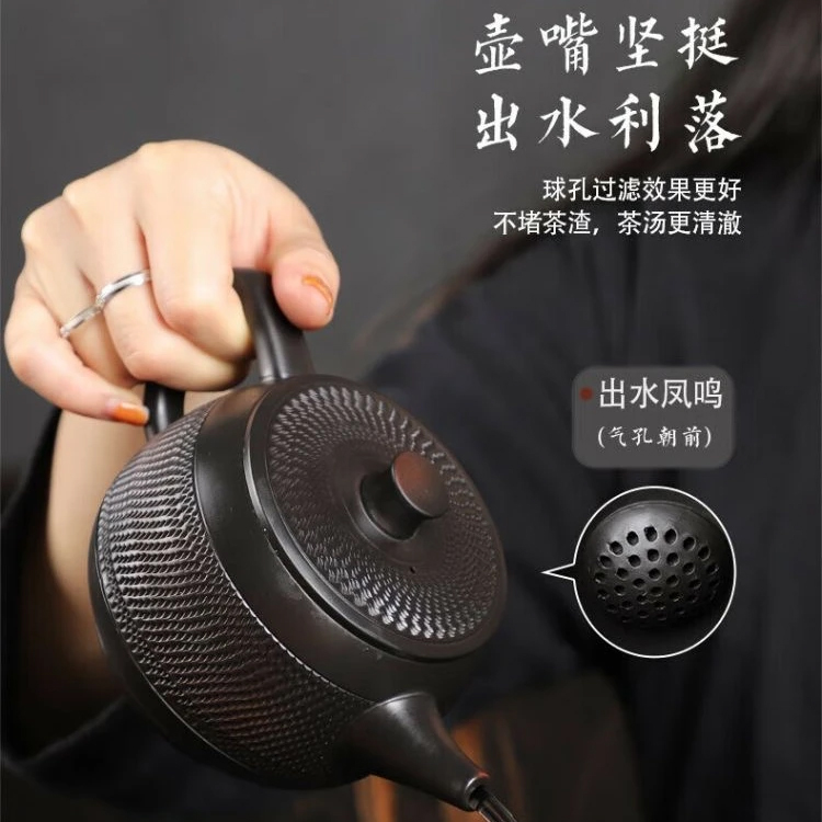 紫陶大容量汉瓦壶纯手工复古中式跳刀高档茶道大号功夫茶具W