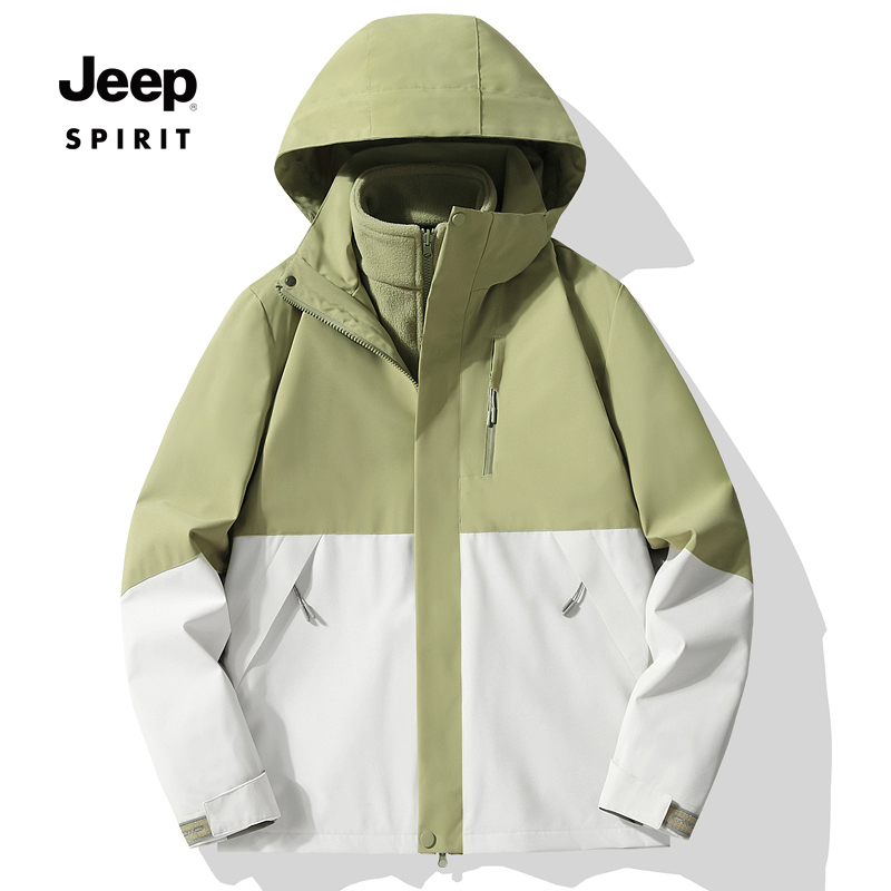 吉普新款户外三合一防风防水保暖冲锋衣春秋男女通用适合登山徒步