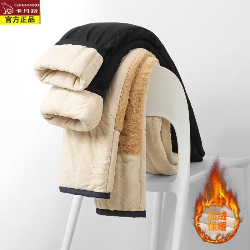 卡丹路冬季加绒加厚棉裤男士保暖裤防风防水中老年休闲抗寒爸爸装