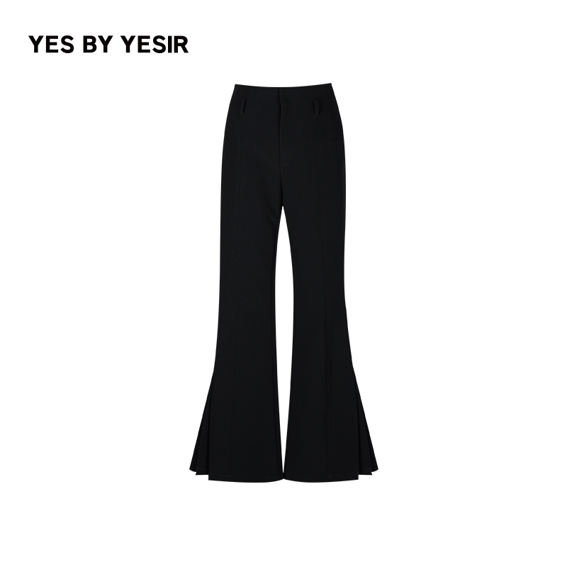 YES BY YESIR叶谦设计师品牌龙骑士扇褶喇叭裤24SLC15305