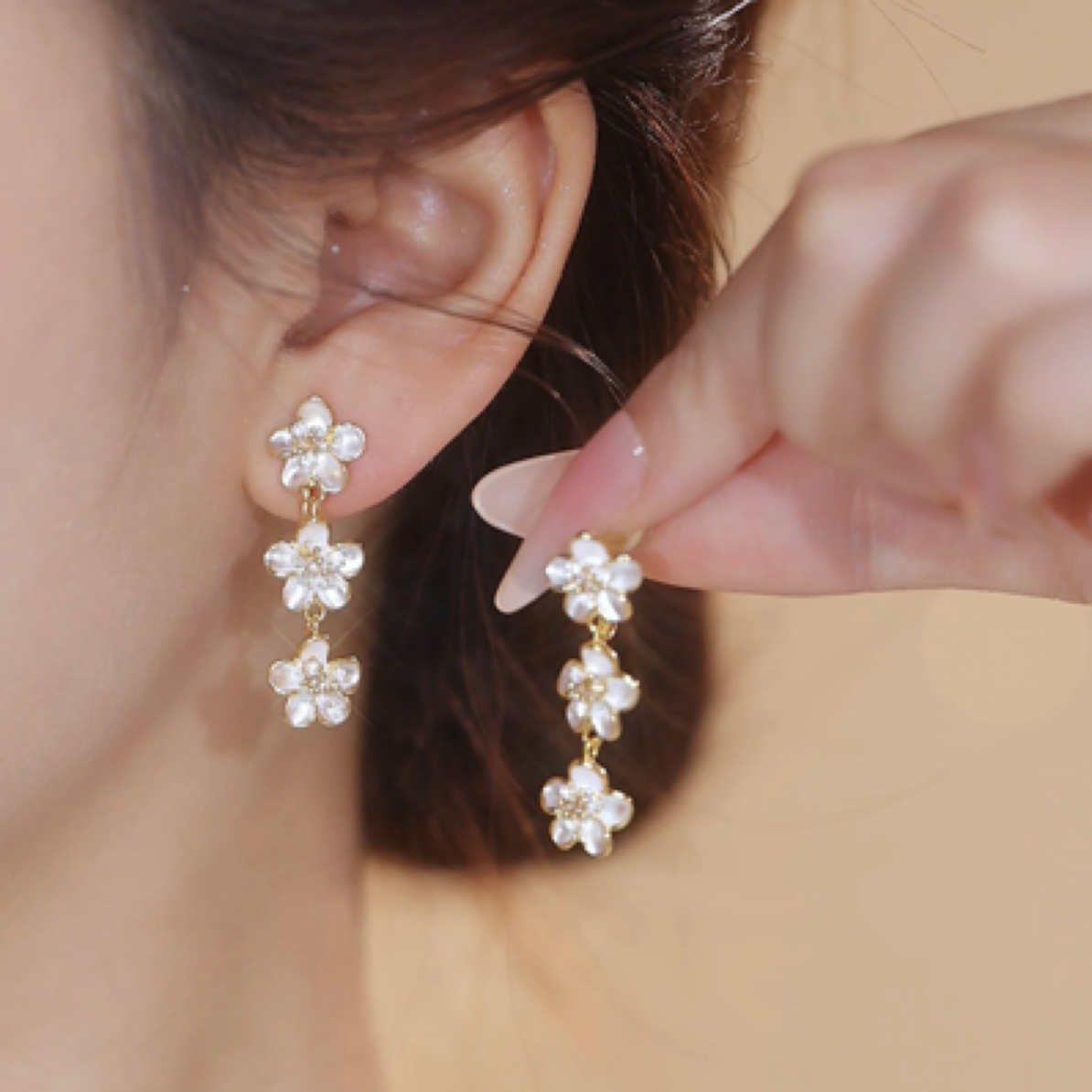 铜合金耳饰 清新花朵无耳洞蚊香盘