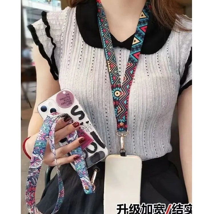 【达人专属】时尚手机挂绳斜跨背带长款可背可调节玛利雅复古图腾