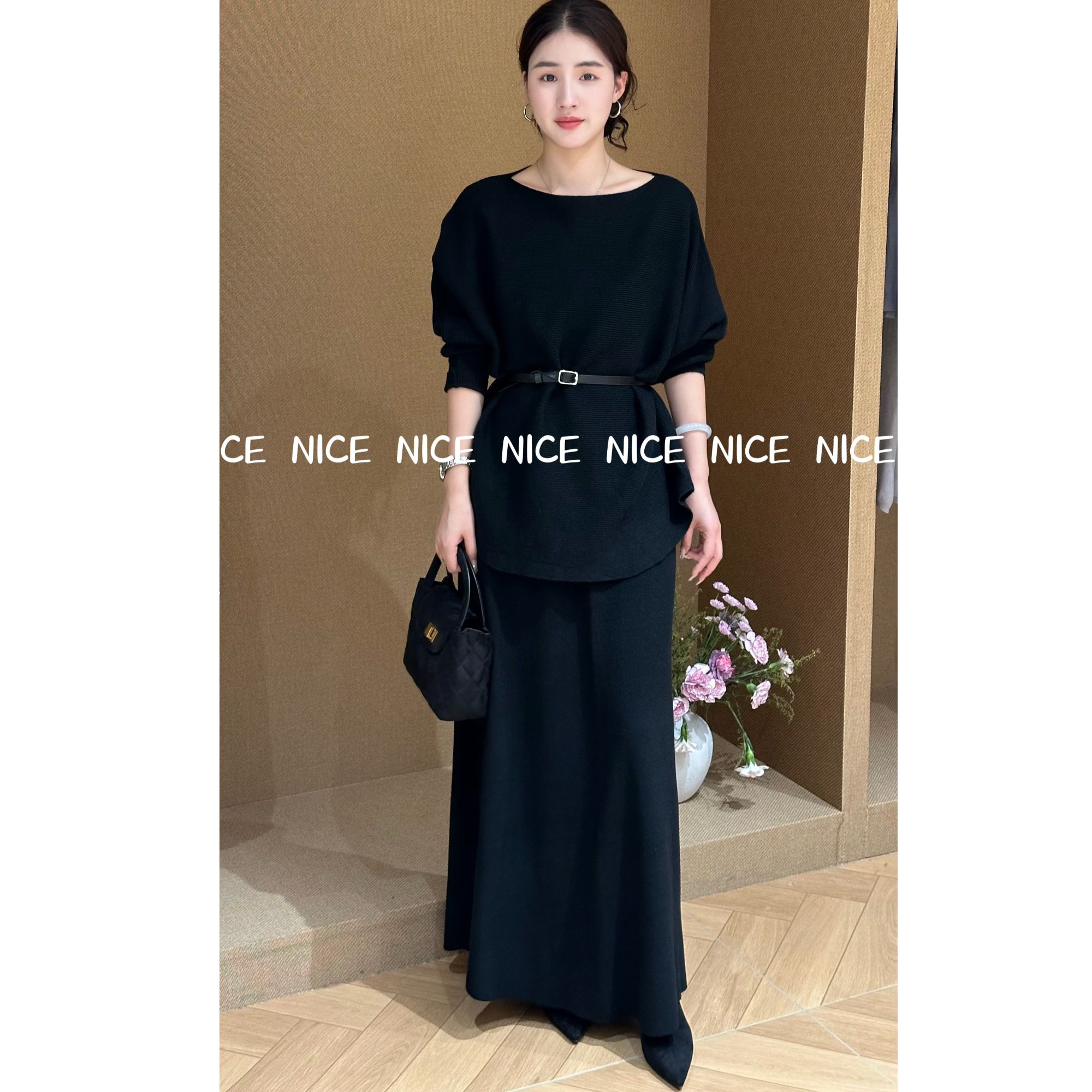 NICE【深邃序章】慵懒气质针织轻熟显瘦时尚气质套装