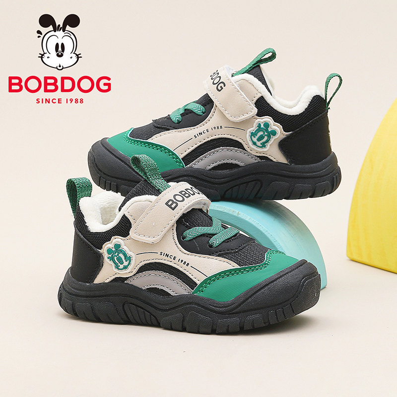 巴布豆童鞋男童保暖学步鞋冬季2025新款女童一岁宝宝冬季加绒棉鞋