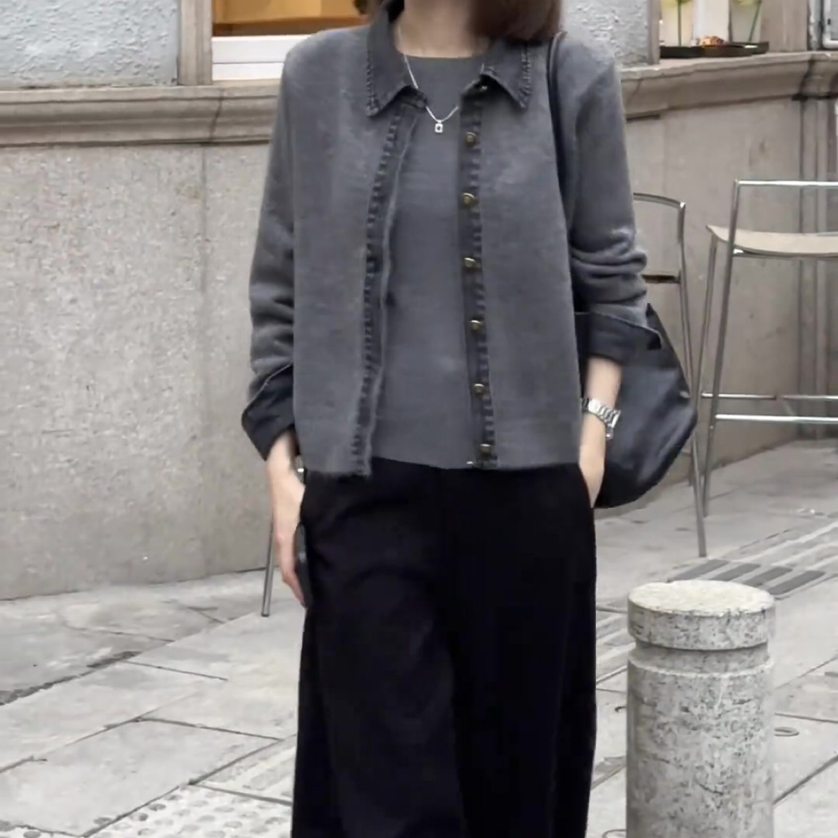 新款拼接女时尚设计感休闲风百搭宽松显瘦女装