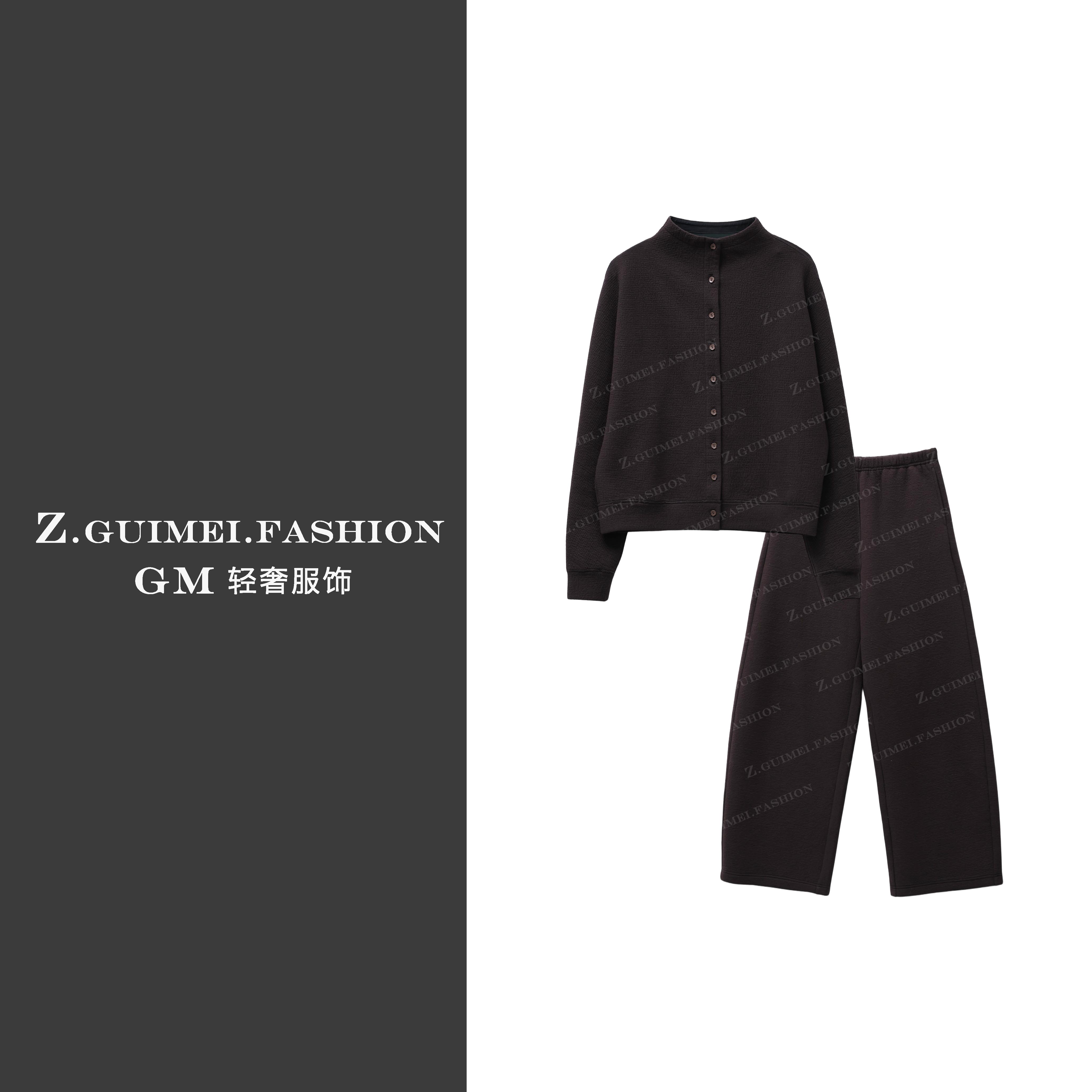 【肆姐高定】无领排扣弯刀裤套装XY3637