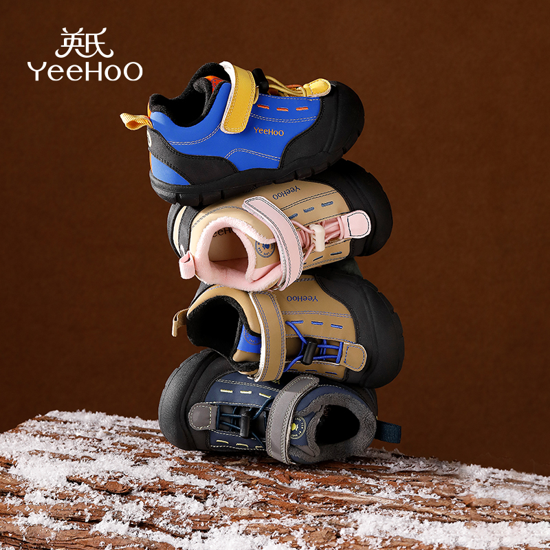 英氏童鞋儿童棉鞋冬季新款加绒保暖男童运动鞋防滑儿童加绒二棉鞋