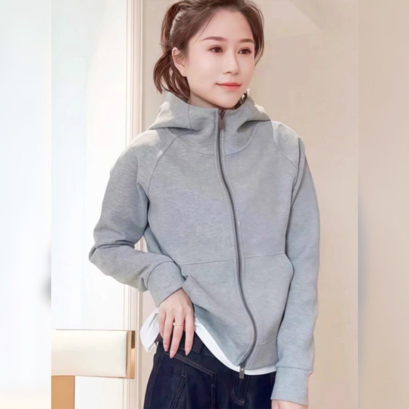 特大码胖mm灰色拉链连帽卫衣开衫外套女秋冬季慵懒风宽松长袖上衣