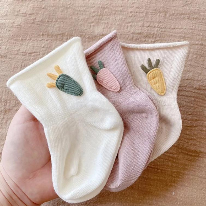 婴儿袜子春秋款A类0-3-6个月宝宝袜子初生儿袜子中筒防掉不勒脚