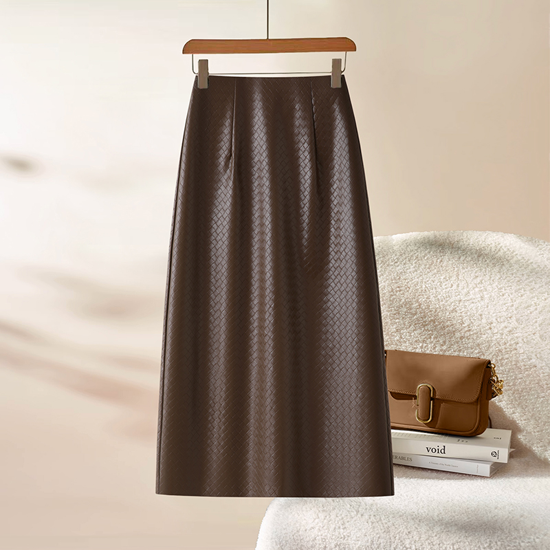 爆款PU皮裙女秋冬季2025新款高腰中长款A字半身裙时尚百搭包臀裙