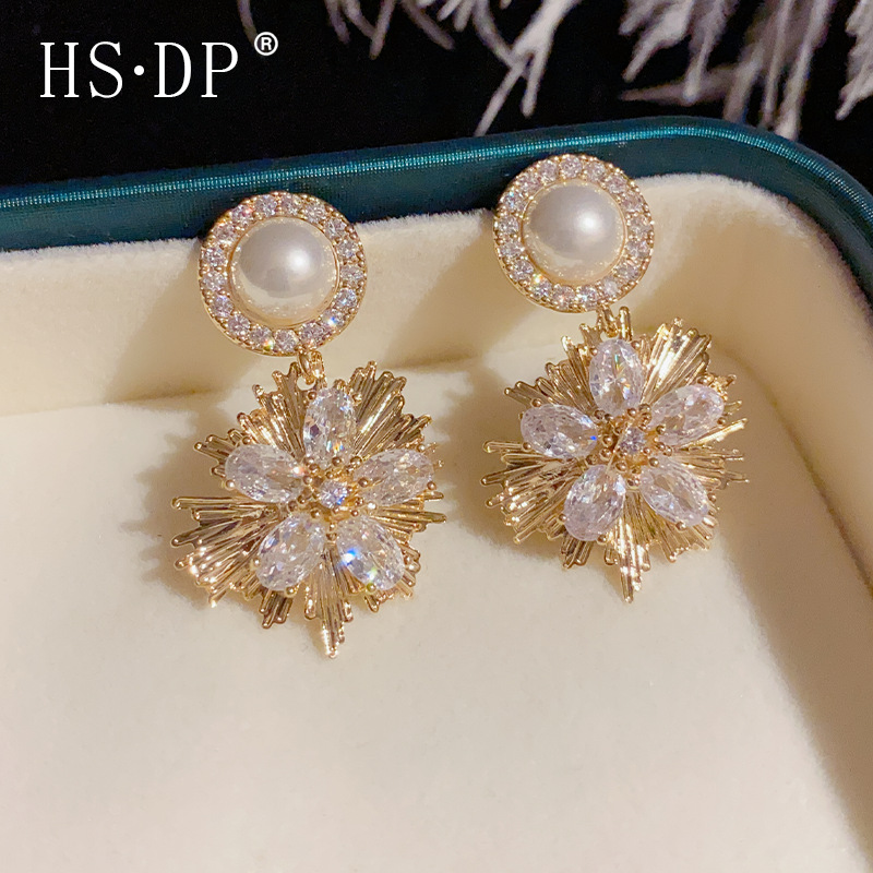 铜合金耳饰 铜合金925银针韩式个性精致金属烟花耳坠轻奢小众设计