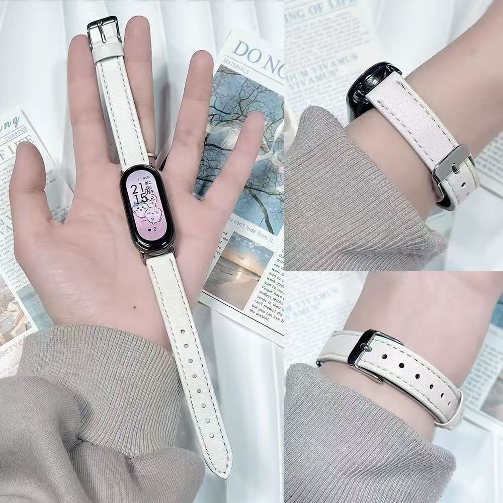 适用小米手环9表带8代nfc轻奢高级感运动手表带真皮质女时尚腕带