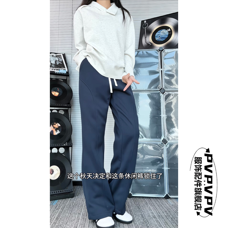 cleanfit浅灰色斜切微喇卫裤男款美式复古裤子弯刀直筒休闲裤