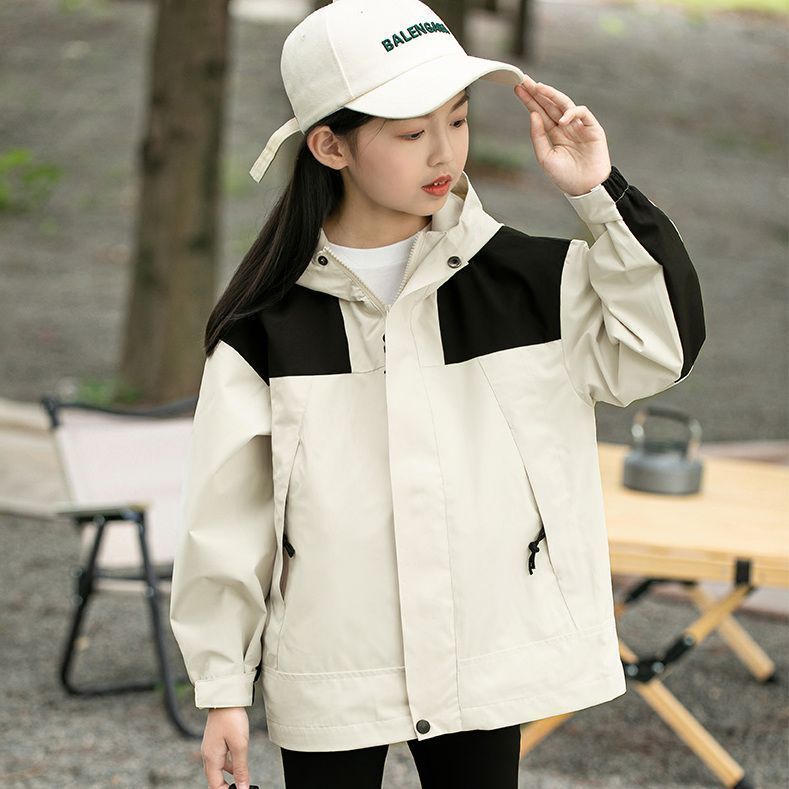 正品巴拉巴拉儿童中大童2025新款连帽冲锋衣男女童春秋季户外防风