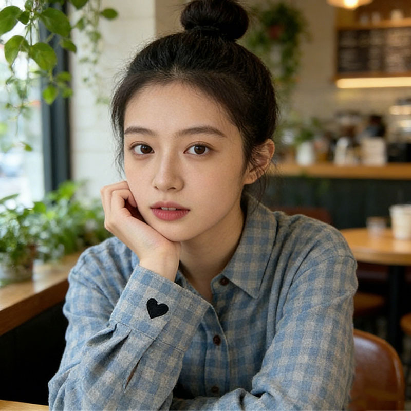 蓝色翻领加厚磨毛格子衬衫女2025秋冬新款韩版百搭显瘦叠穿棉衬衣