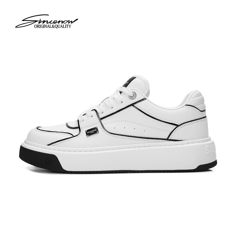 SINCENOW高端2025男鞋百搭潮流真皮简约休闲男时尚百搭休闲运动鞋