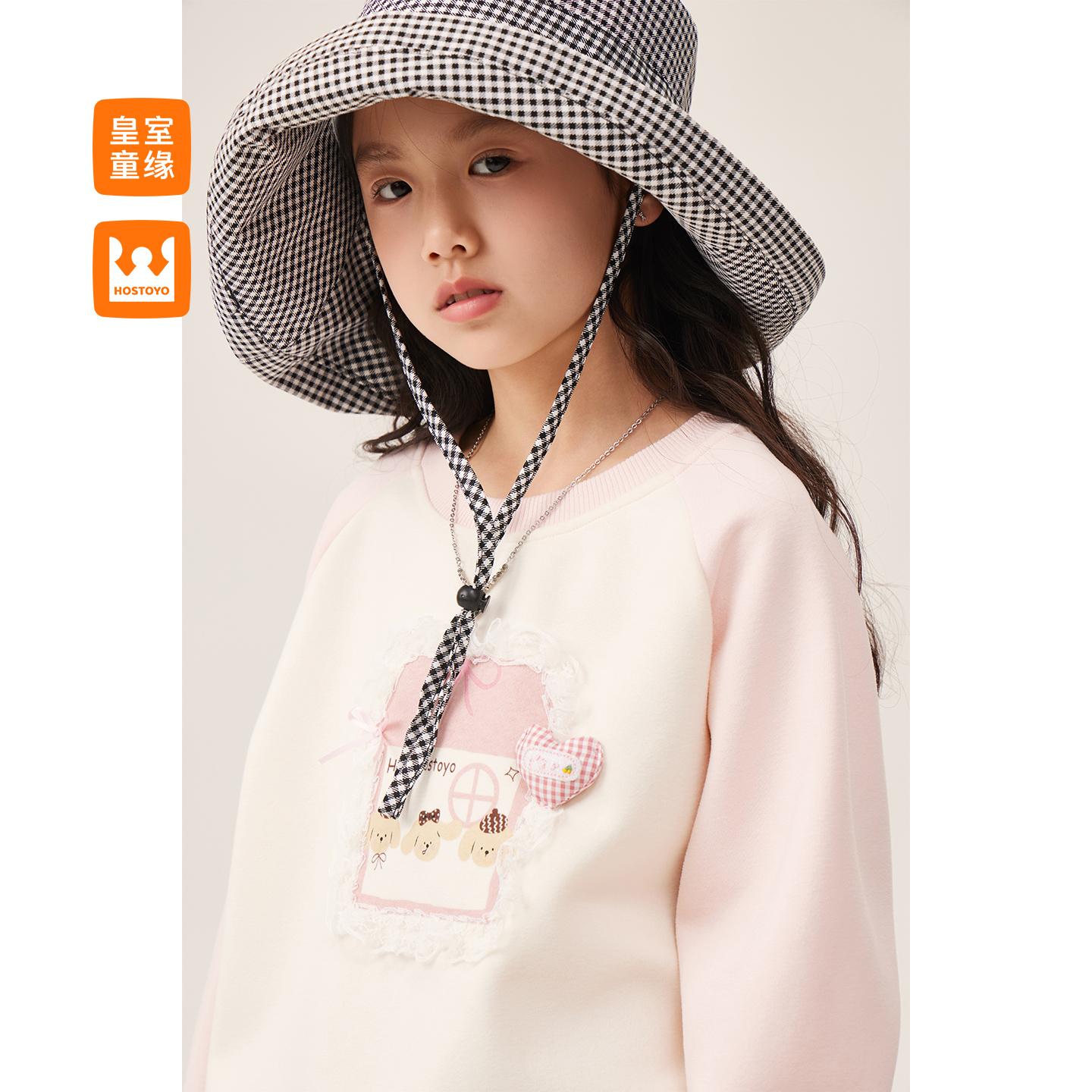 皇室童缘女童卡通印花卫衣春秋新款儿童粉色洋气17730232015