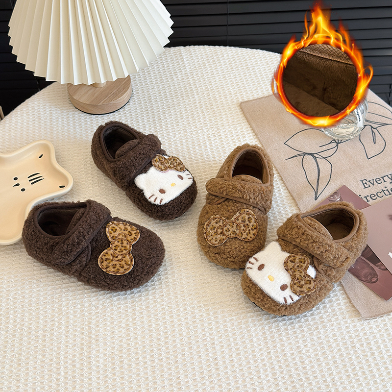 【奥莱专柜】秋冬新款女童复古保暖勃肯鞋儿童百搭防滑毛呢豆豆棉鞋