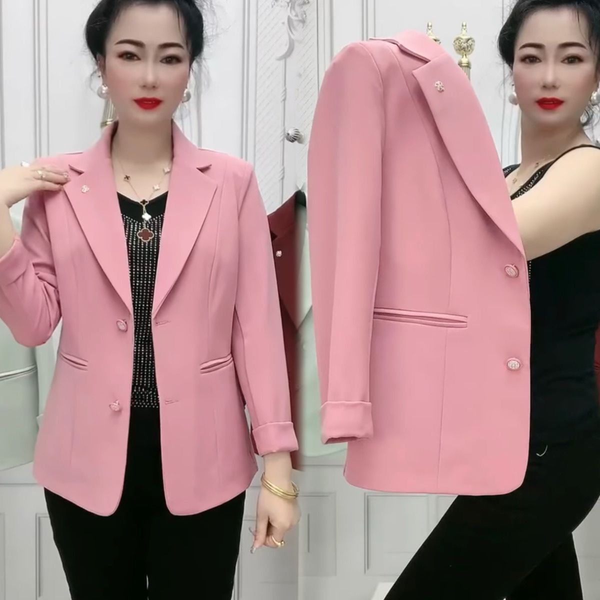 2025春夏新款时尚气质韩版洋气半衬西服百搭减龄修身显瘦高档外套