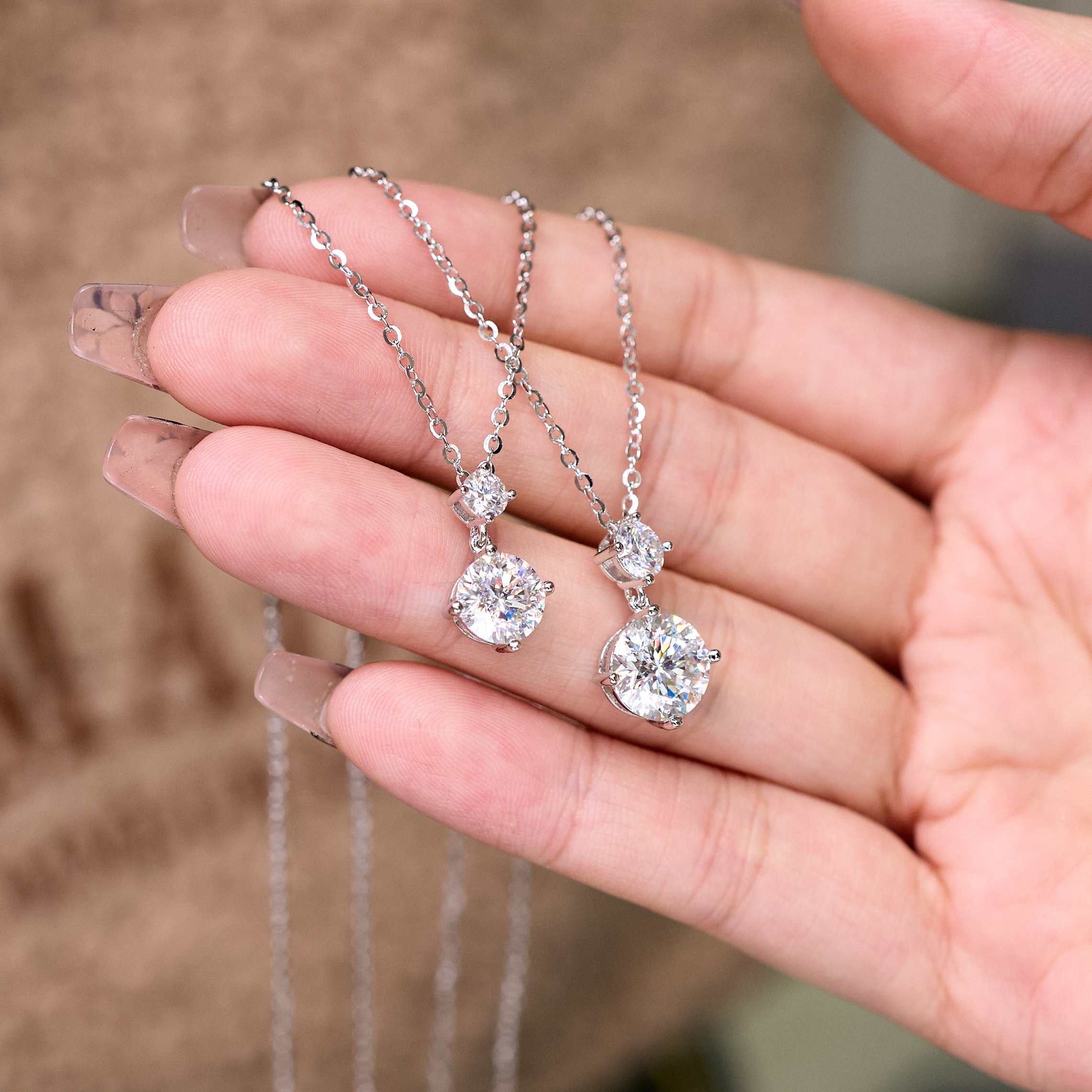 坠链均925银莫桑石 未眠夜项链耳钉 豪镶大众时尚轻奢气质灵动Y