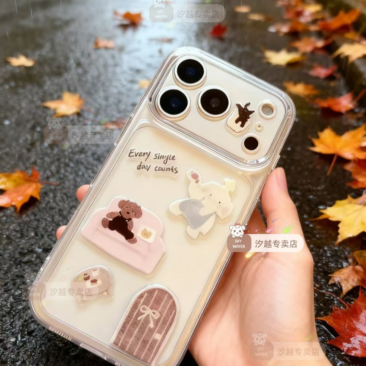 新款小象烹饪师ins风可爱果冻贴纸3d立体手机壳diy背卡背胶装饰酷