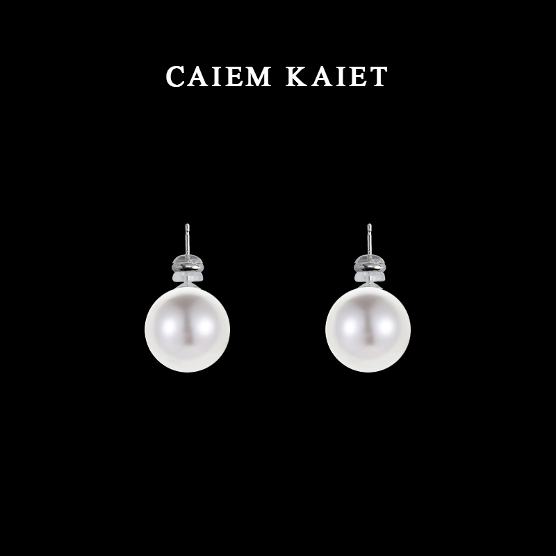 CAIEM KAIET 925银耳饰 施家珍珠耳钉女法式复古轻奢百搭气质耳环