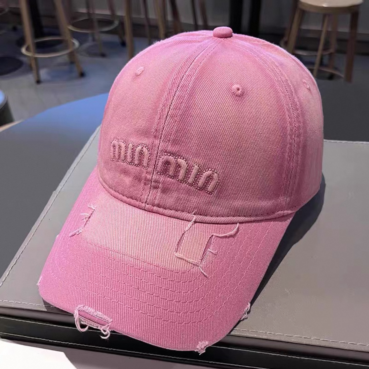 【夏春茶专属】渐变水洗字母软顶棒球帽女时尚做旧磨边男女款鸭舌帽