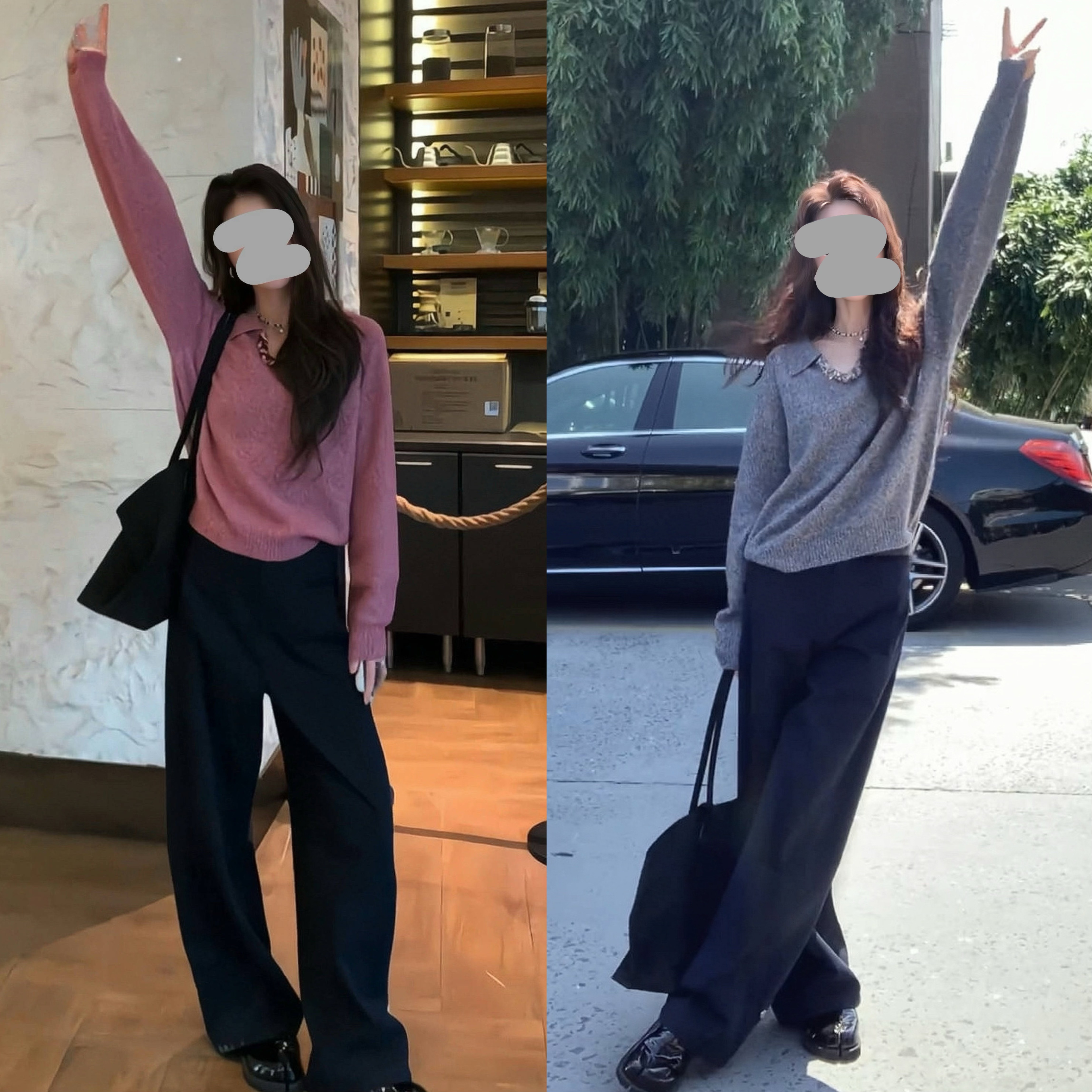 2025秋冬新款纯欲懒惰风出游穿搭洋气针织衫百搭显瘦休闲裤套装女