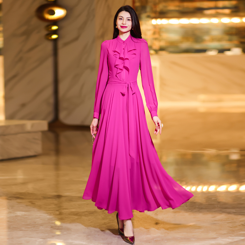 端庄大气连衣裙女春季2025新款高级感气质显瘦连身裙春夏长款裙子