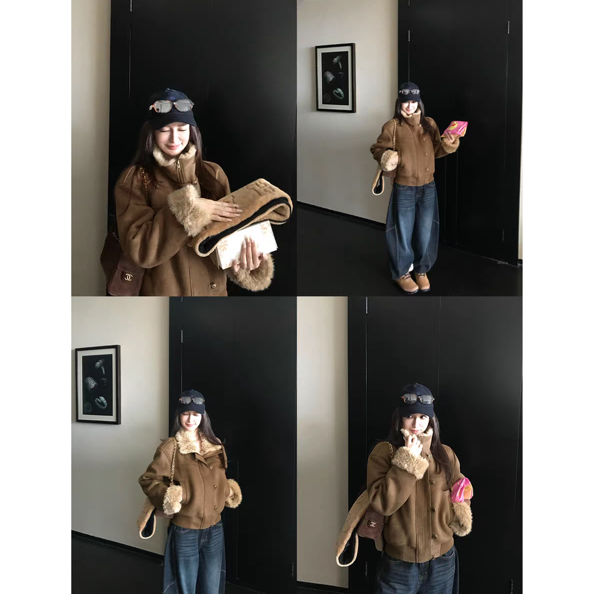 【伦敦少女】氛围感复古皮毛一体秋冬百搭夹克外套Z9780#