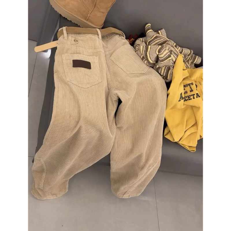 Aimeerosa/艾洛莎网红显瘦灯芯绒痞帅休闲裤女秋冬复古时尚阔腿裤