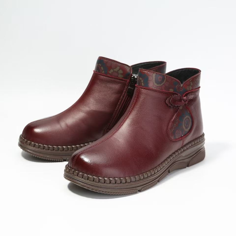 老美华女士冬季保暖时尚软底圆头布鞋434201054