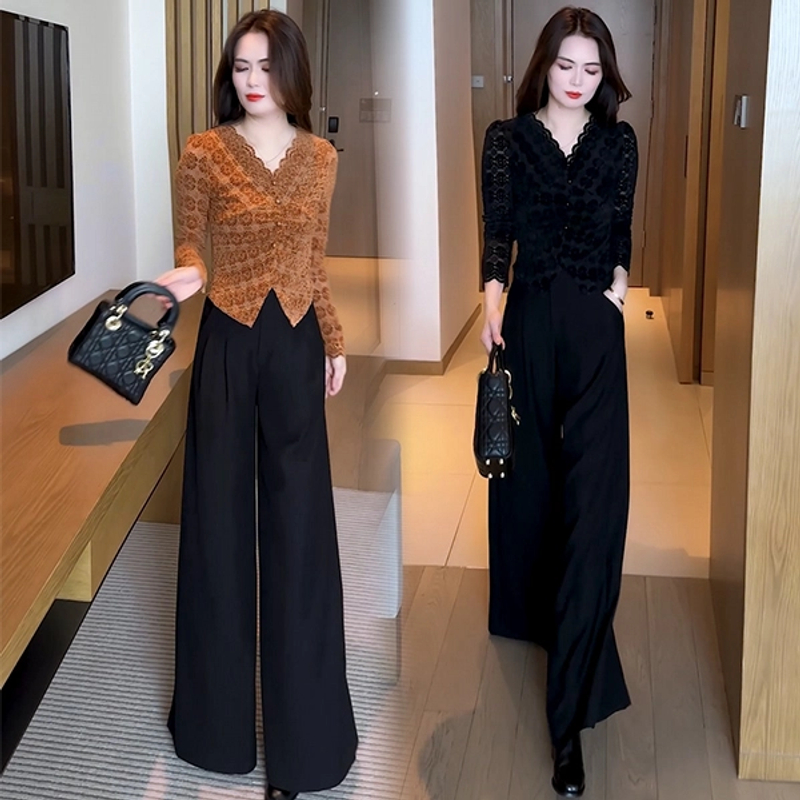 春秋款新品洋气时尚女神范蕾丝小衫减龄早春T恤上衣显瘦气质长袖