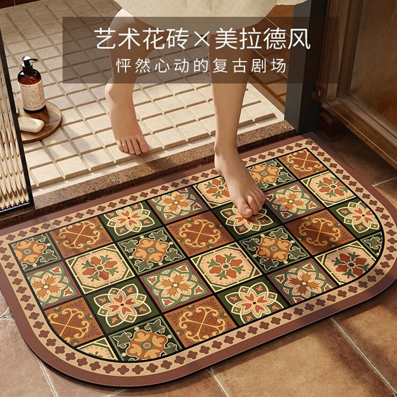 【西班牙订单】60*100cm硅藻泥底家用门厅浴室厨房地垫脚垫