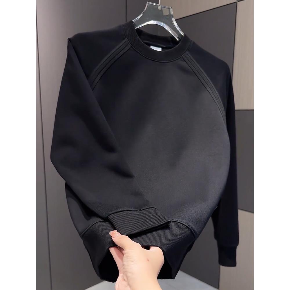 灏吉弧韩版卫衣男秋冬款2025新款潮牌修身休闲套头加绒长袖上衣服