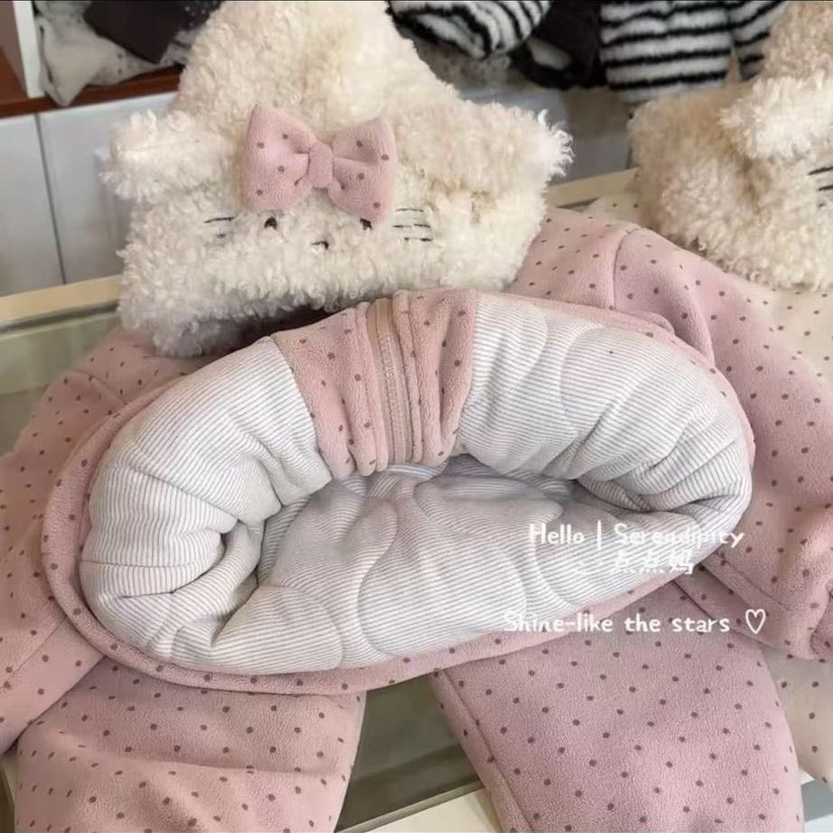 韩版童装25冬季新款家居服儿童四层加厚加绒保暖两件套家居服套装