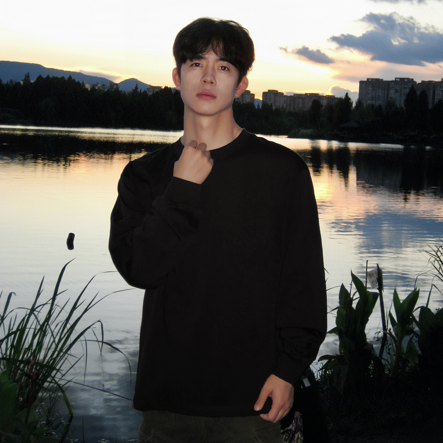 美式潮牌纯棉长袖t恤男款2025新款春秋季宽松休闲圆领打底衫上衣