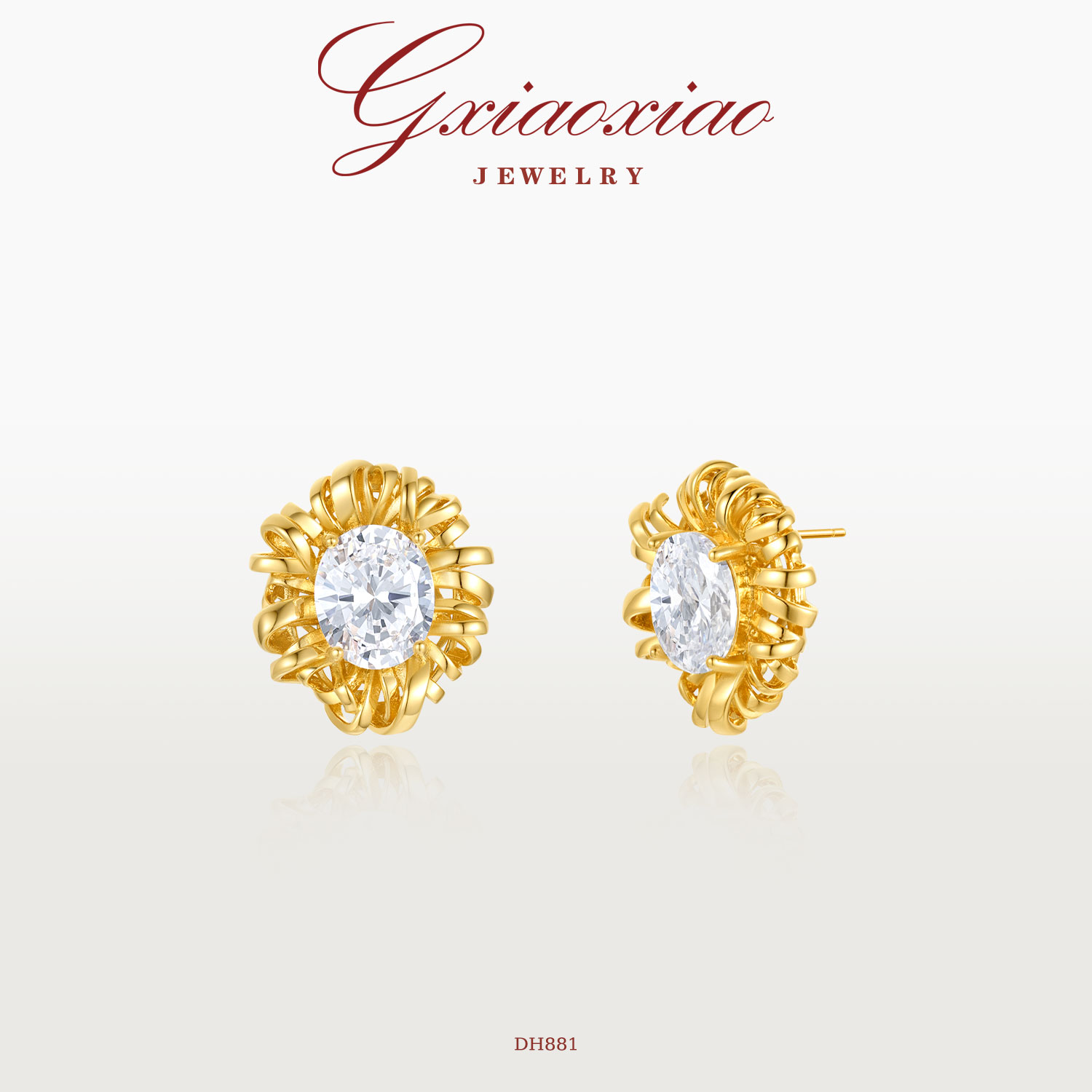 G XIAOXIAO 镀K金耳饰 【金藤馥光】时尚百搭不规则缠绕耳环 DH881