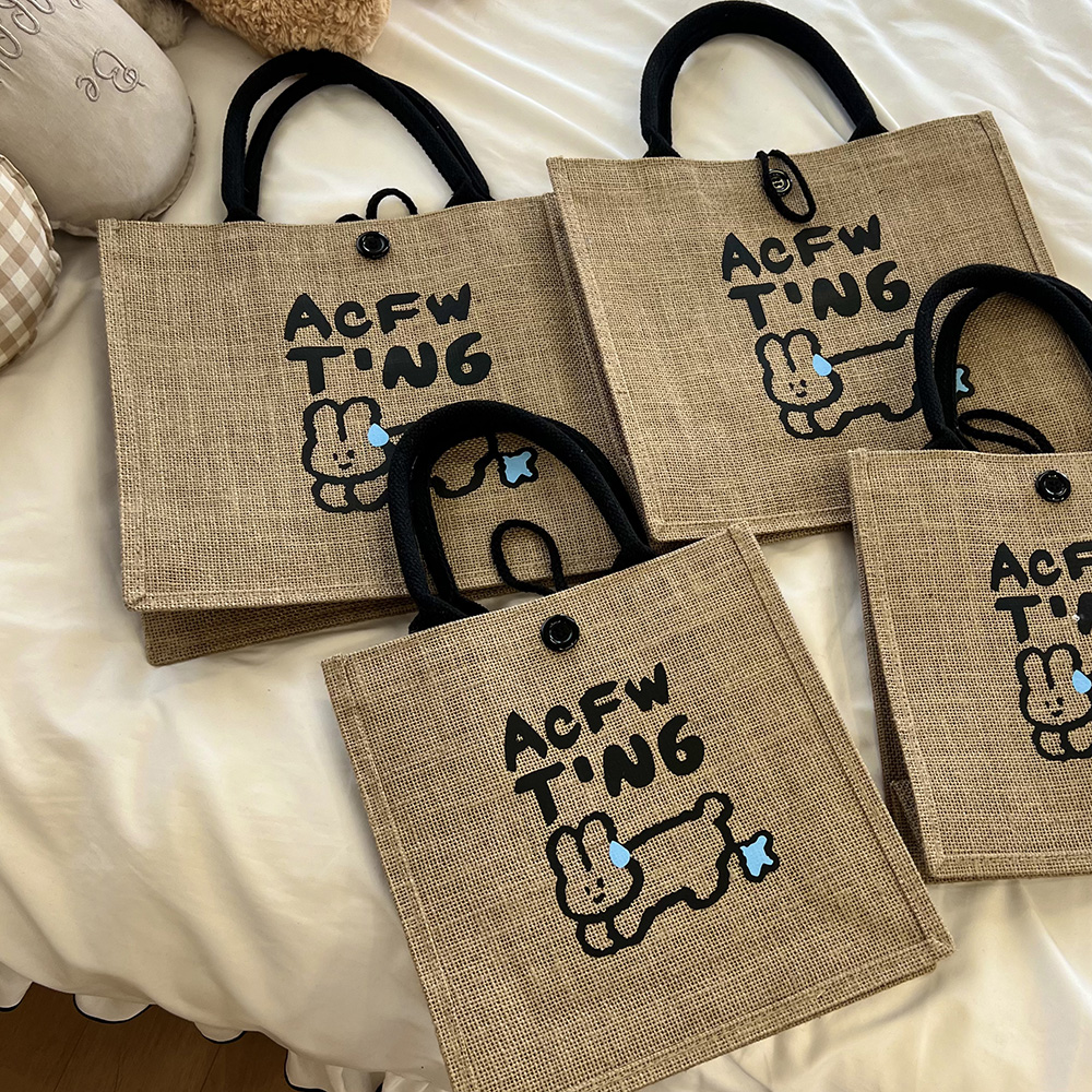 手提式ins托特包通勤大容量手提包学生补课袋日系韩版卡通野餐包