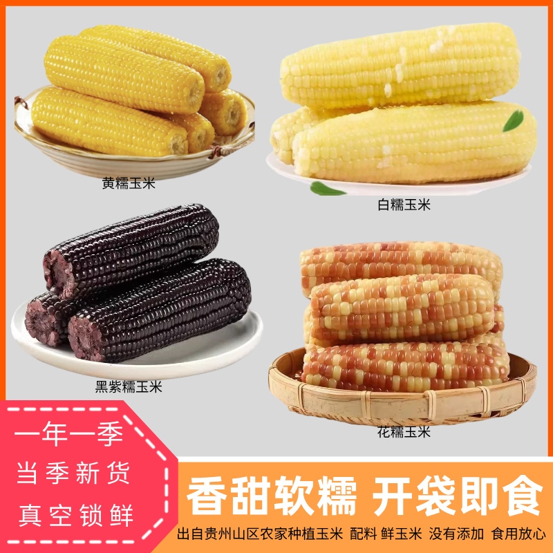 贵州黑糯玉米软糯香甜花糯玉米即食农家黄甜糯玉米棒独立包装玉米