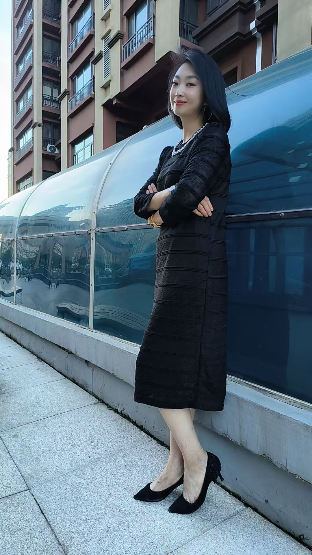 女装中长款连衣裙美拉德风气质秋季裙圆领