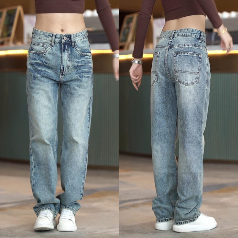 水洗蓝牛仔裤男士2025秋季百搭宽松休闲男裤高街时尚舒适直筒长裤