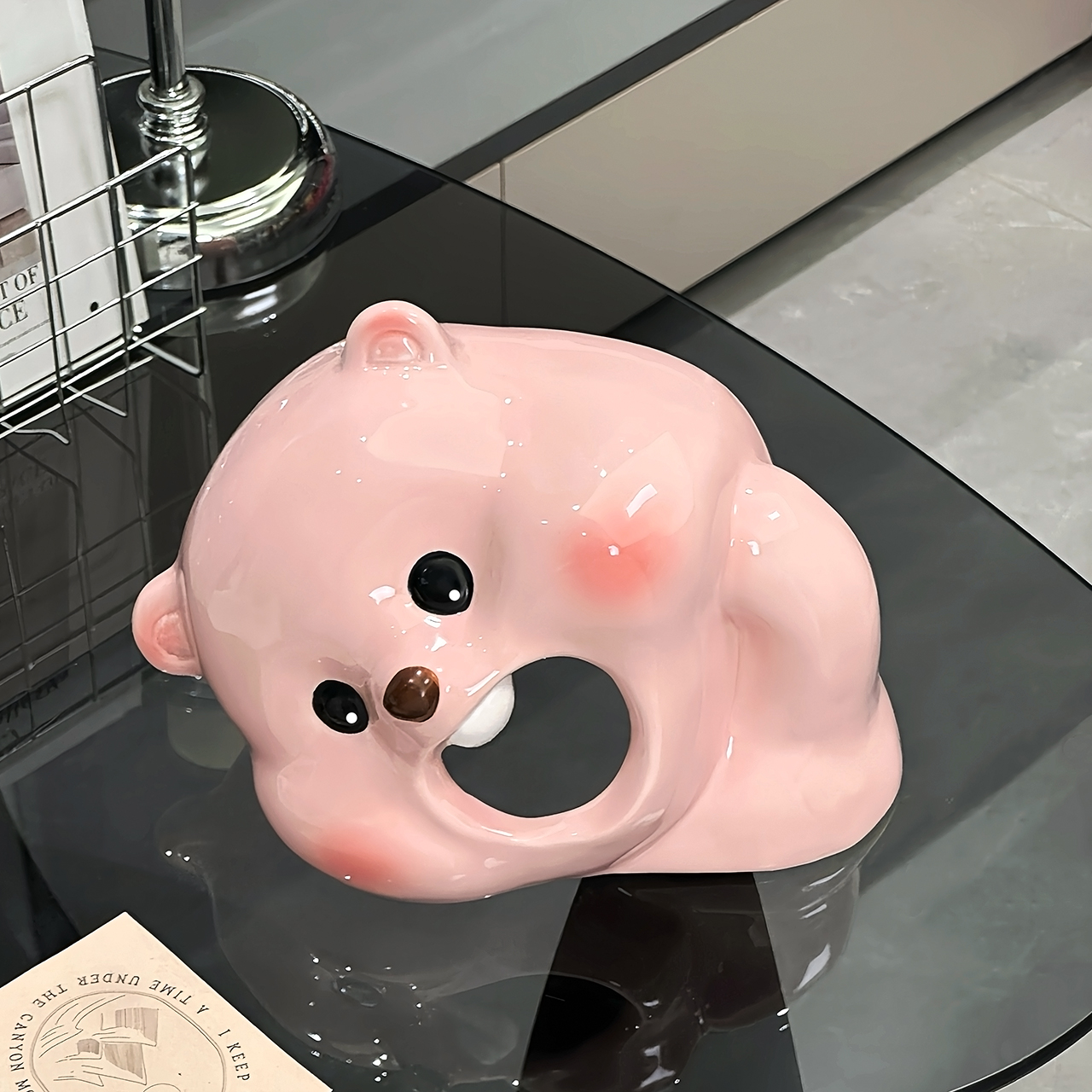 可爱小海狸纸巾盒客厅纸抽盒陶瓷抽纸盒家用茶几摆件创意餐巾纸盒